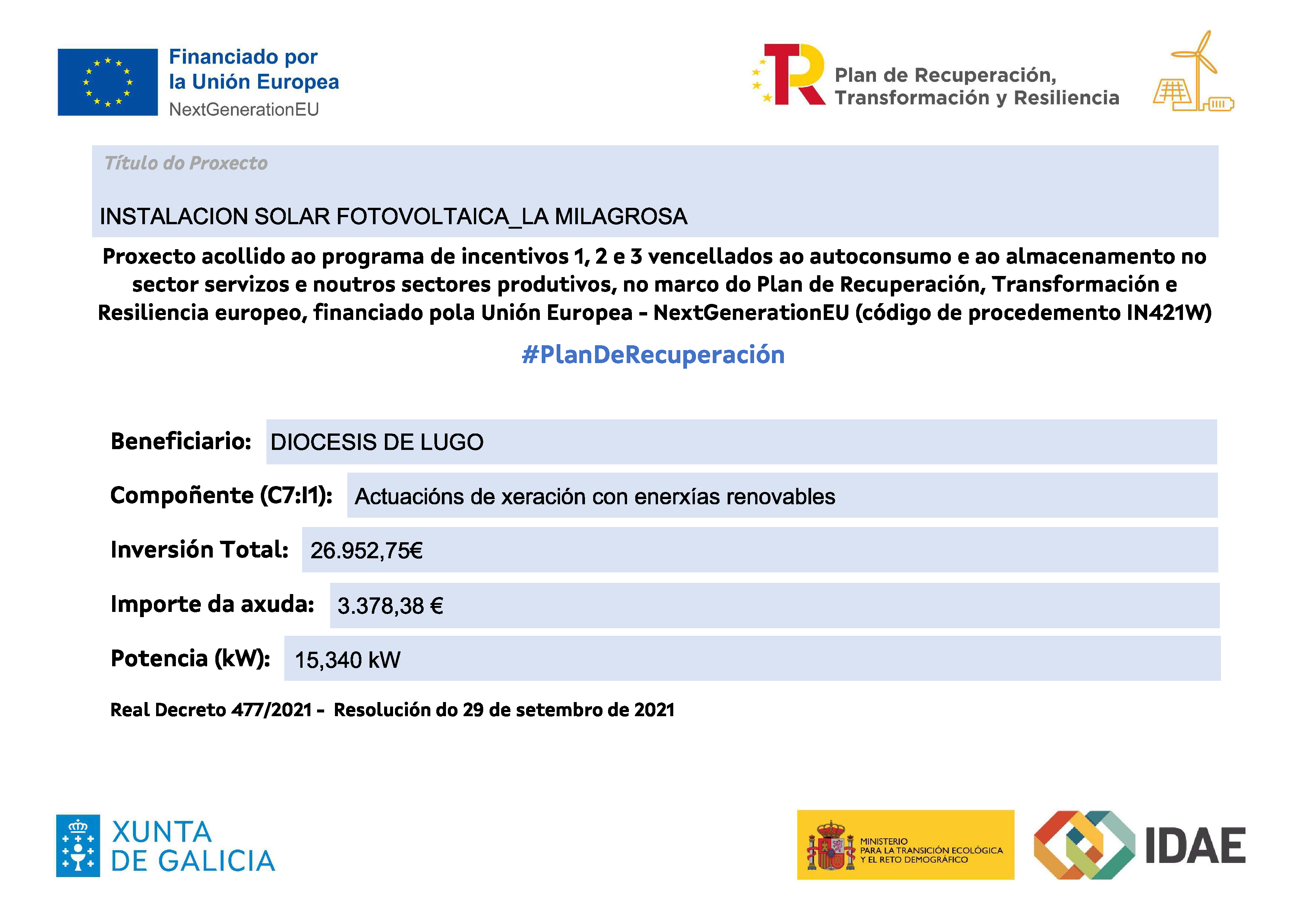 Cartel publicidade instalación fotovoltaica